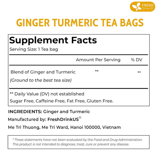 FreshDrinkUS Premium Turmeric Ginger Tea (135 Tea Bags)