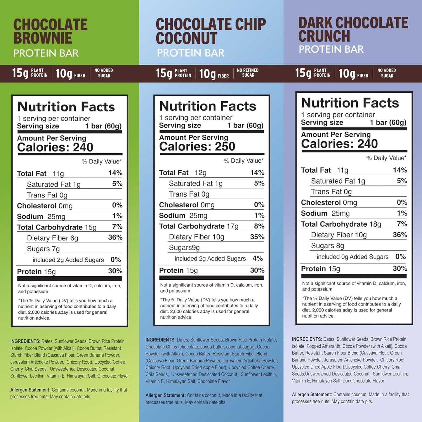 Amrita Nut Free Vegan Protein Bars 6 Flavor Variety Pack (12 Count)