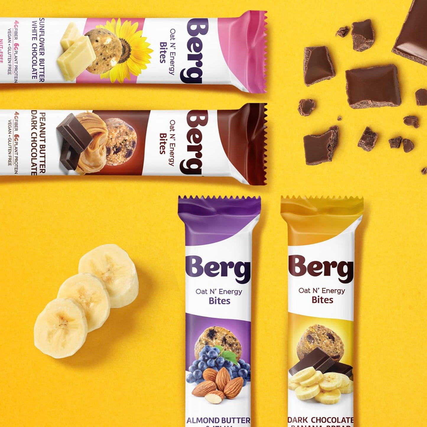Berg Bites Oat N' Energy Bites, Almond Butter & Jelly (8 Pack, 1.5oz Each)