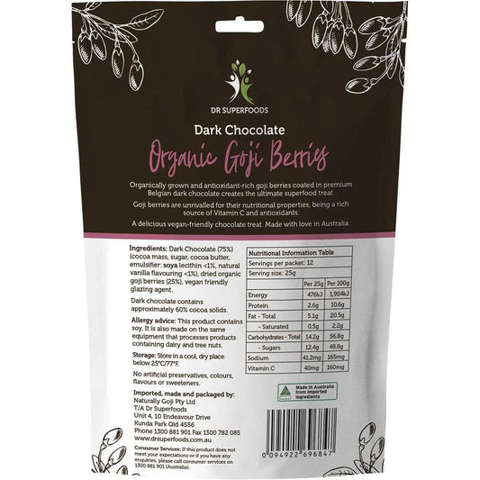 Dr Superfoods Organic Dark Chocolate Goji Berries