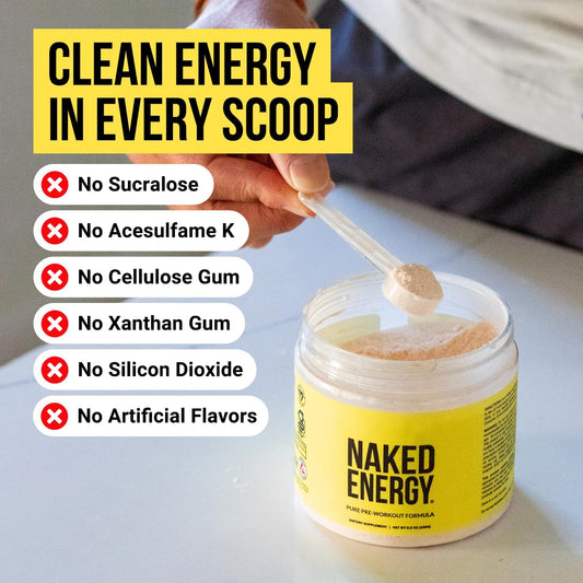 NAKED Energy Pure Pre Workout Powder, 50 Servings