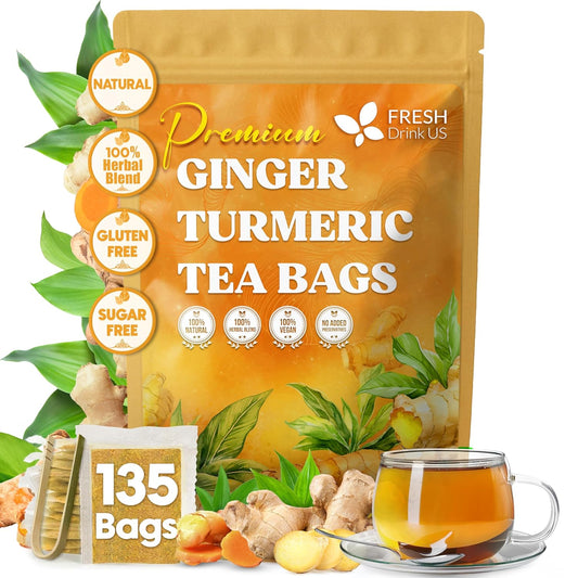 FreshDrinkUS Premium Turmeric Ginger Tea (135 Tea Bags)